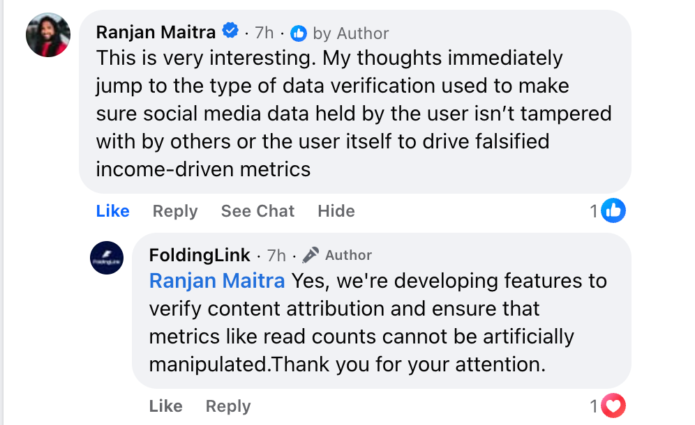 Community feedback screenshot