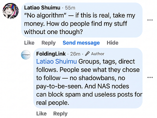 Community feedback screenshot